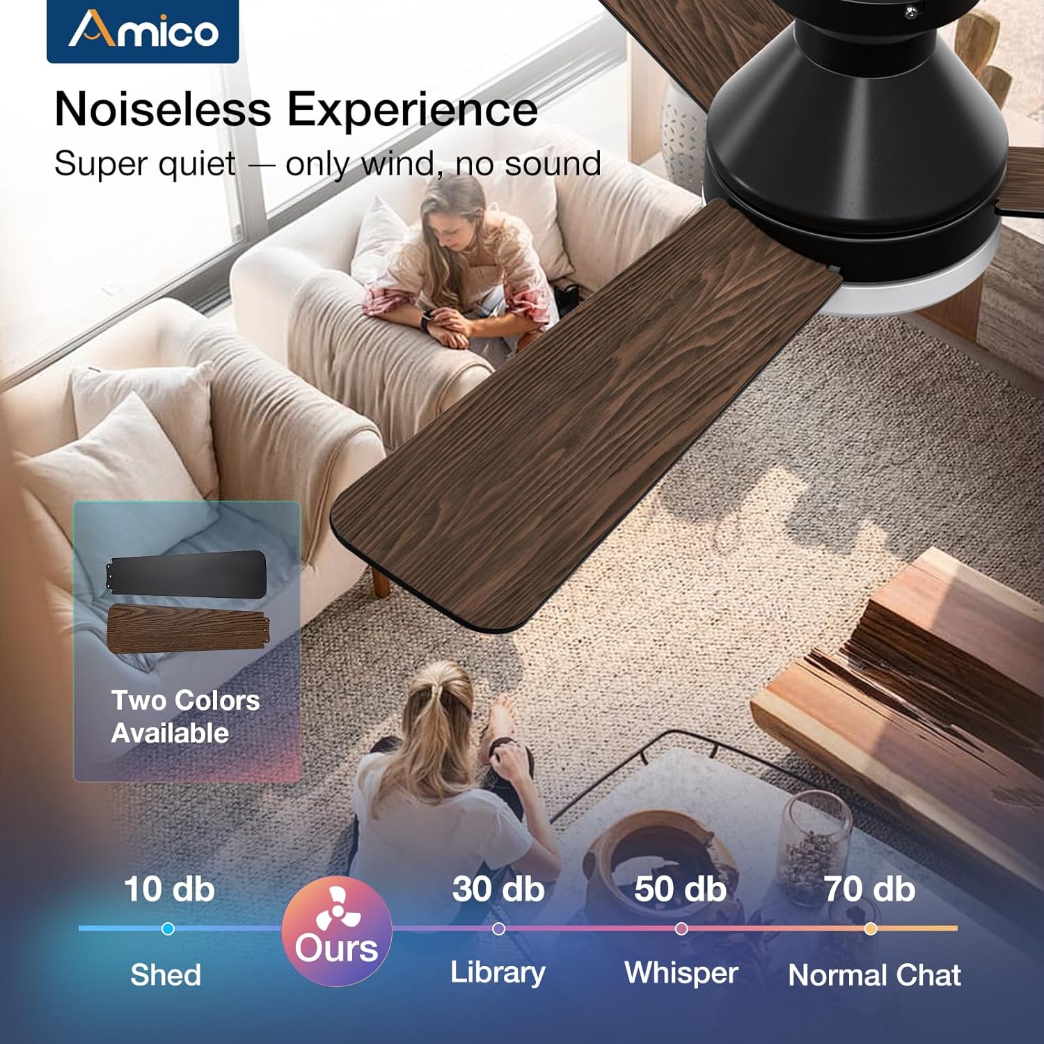 Flush Mount Ceiling Fan with LED Light 3CCT Dimmable Remote Indoor Outdoor Noiseless — 30 to 52 Inch