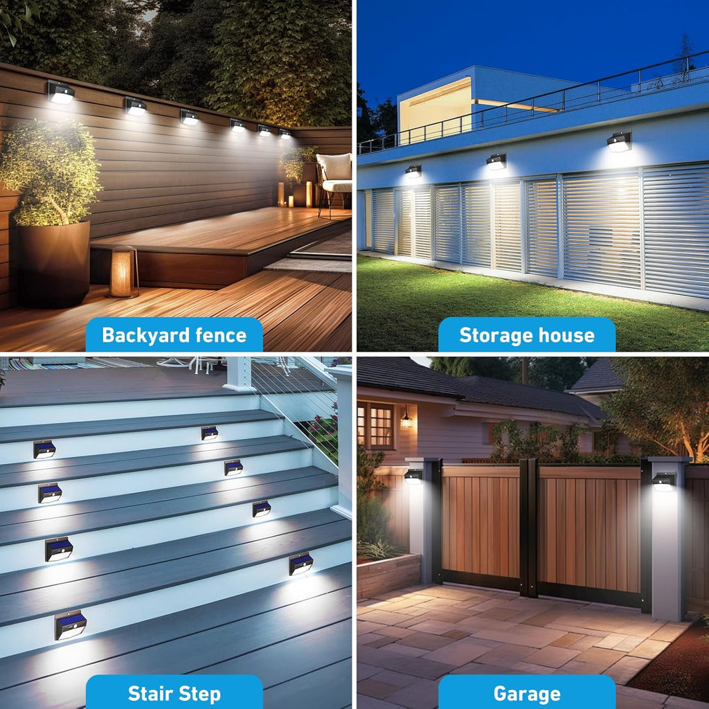 Solar wall mount security light motion sensor IP65 outdoor — solar panel angle adjustment