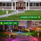 Solar Garden Stake Lights RGB Color Changing IP65 Outdoor Lawn Decorative — 8, 12 & 16-Pack