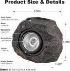 Solar rock garden lights decorative fake stone warm white outdoor — solar charging panel detail