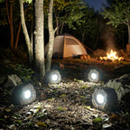 Solar rock garden lights decorative fake stone warm white outdoor — garden lifestyle photo