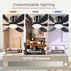 Low Profile Flush Mount Ceiling Fan with LED Light Dimmable Remote Noiseless Bedroom — 36 to 46 Inch