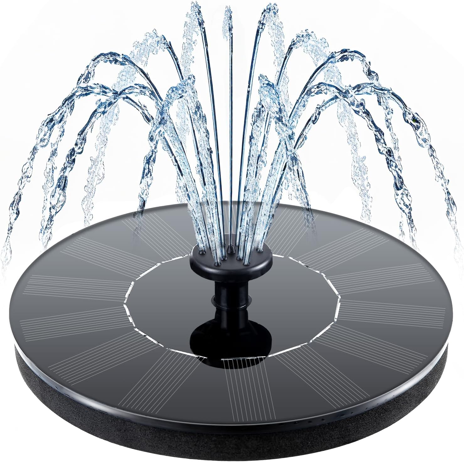 Solar birdbath fountain with LED light outdoor garden water feature — 1 and 2-pack