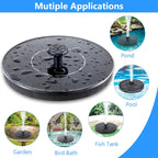 Solar birdbath fountain with LED light outdoor garden water feature — water flow detail