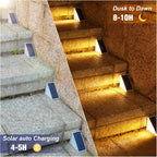 Solar recessed stair step lights IP67 outdoor waterproof in-ground — 4, 6, 8 and 12-pack