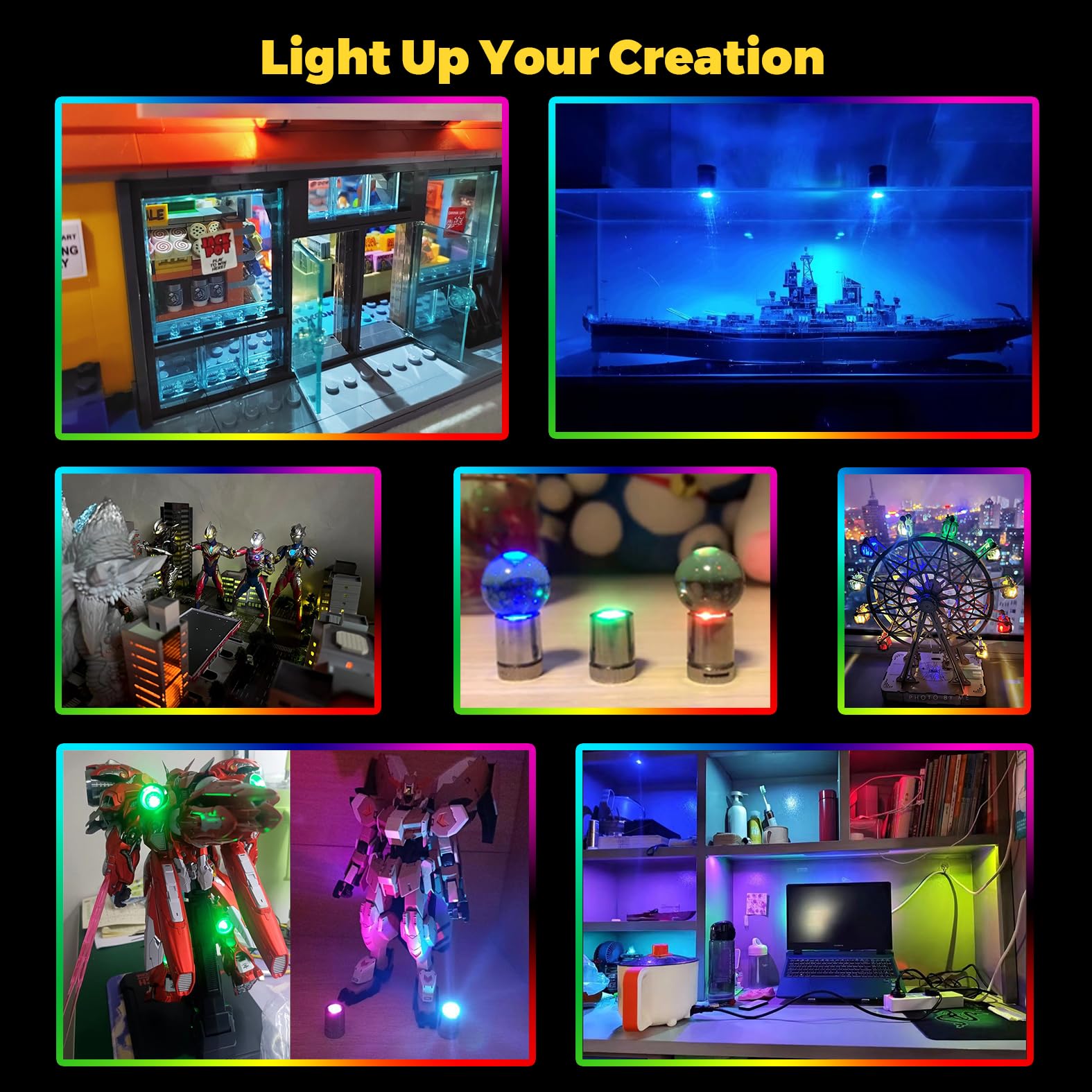 LED mini spotlight battery operated warm white resin 10-pack — compact size and battery detail