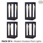 LED Bollard Garden Light Black Aluminum Square Landscape Pathway Hardwired — 31 Inch Sets