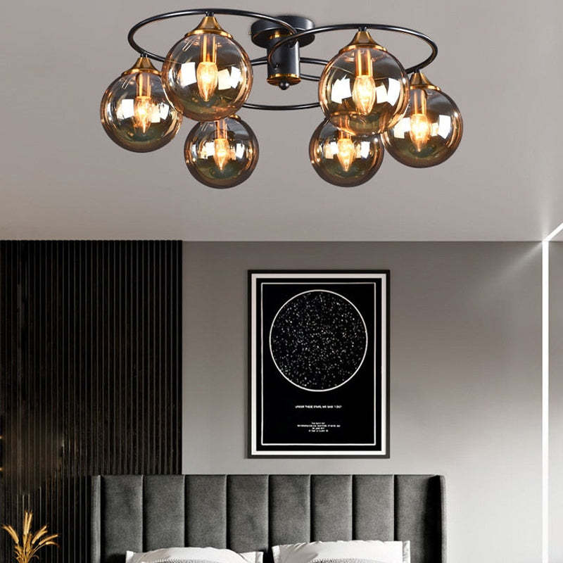 Valentina Nordic Bubble Glass Ceiling Light, Gray/Amber