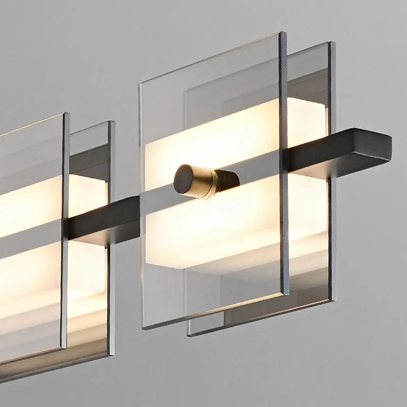 Arisha Modern Nordic Linear Copper/Glass Pendant Light, Brass/Black