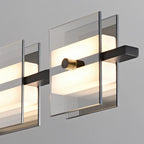 Arisha Modern Nordic Linear Copper/Glass Pendant Light, Brass/Black