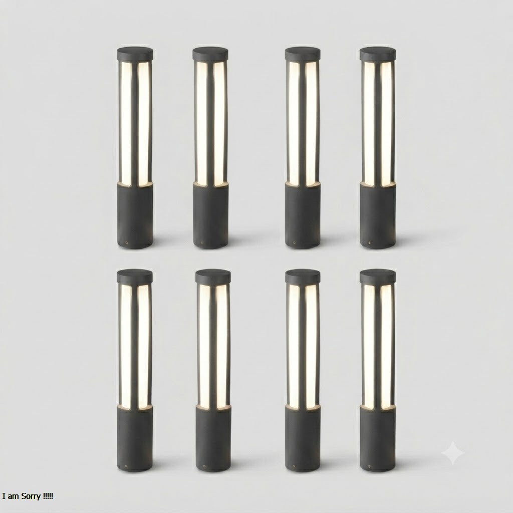 Residential Bollard Lights Modern Cylindrical LED Landscape Pathway Driveway — 31 to 47 Inch Sets