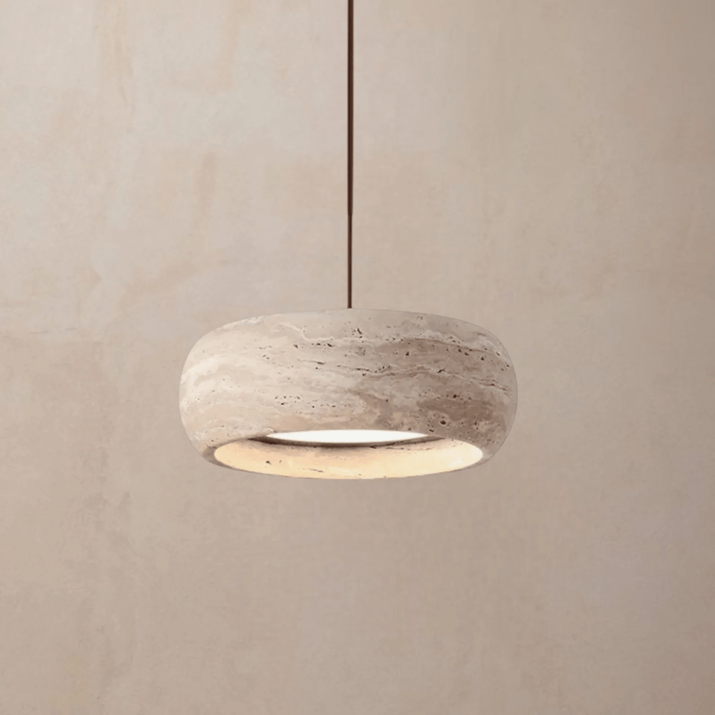 Ithaca Travertine LED Pendant Light Dimmable Mediterranean Stone Dining Room Bedroom