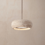 Ithaca Travertine LED Pendant Light Dimmable Mediterranean Stone Dining Room Bedroom
