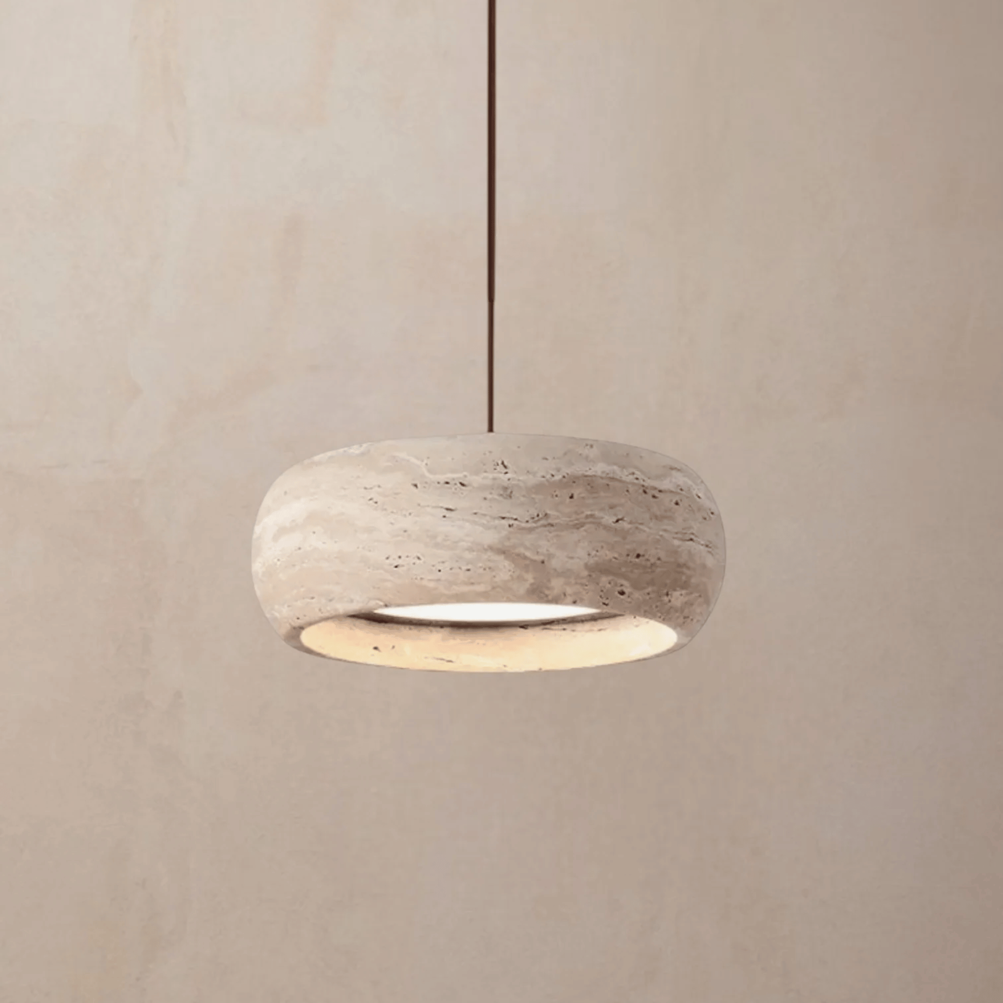Ithaca Travertine LED Pendant Light Dimmable Mediterranean Stone Dining Room Bedroom