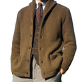 Men's Knitted Cardigan Sweater - Oversized Button-Up Winter Coat with Pockets