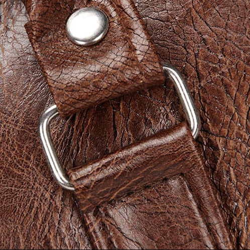 Sac de voyage polochon vintage en cuir marron – Grand sac week-end bandoulière