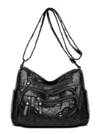 Leather Multi Pockets Adjustable Strap Shoulder Bag