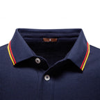 Men's Long Sleeve Polo Shirt - Solid Color Collared T-Shirt