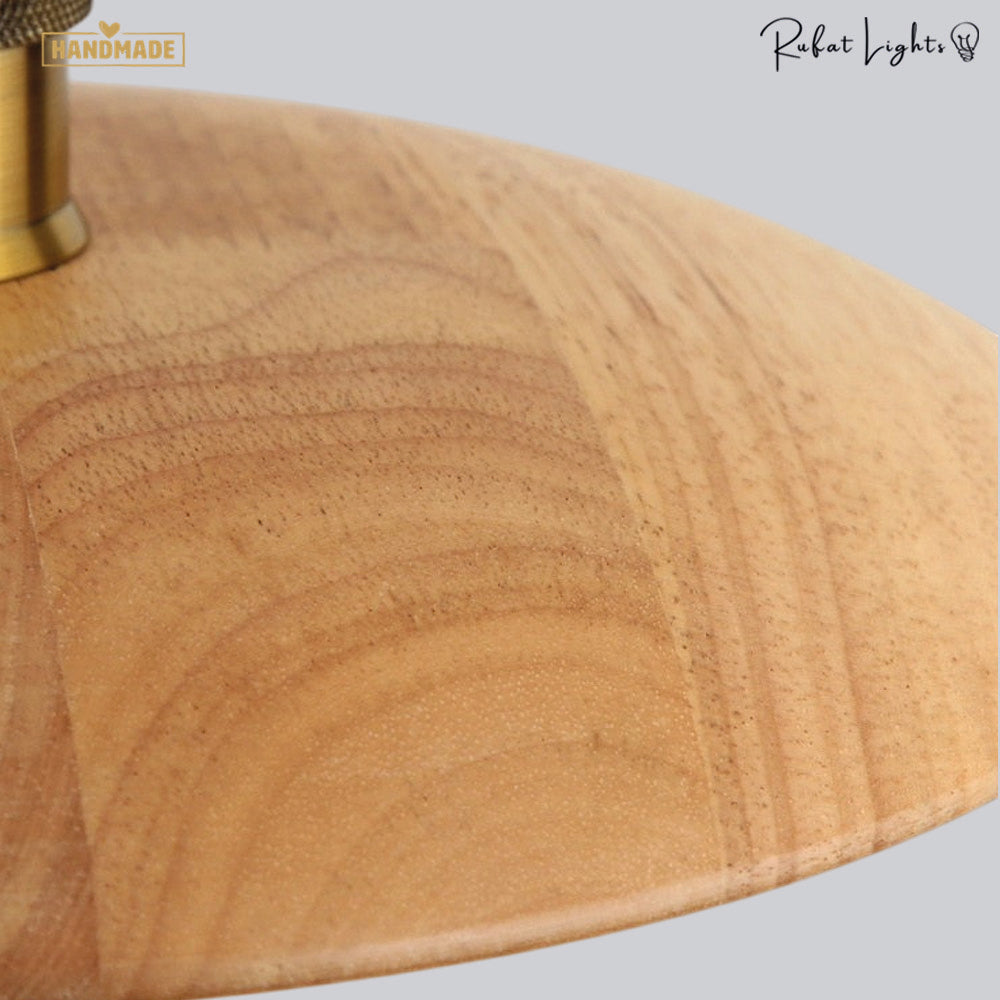 Flying Saucer Wood Pendant Light Real Wood Veneer Dining Room Living Room Kitchen Island