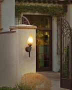 Torch Outdoor Wall Light Retro Flame Style LED Waterproof Porch Garden Entrance — Black Bronze
