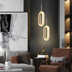 Modern Crystal Glass Drop Pendant Light Dimmable Oval Round Dining Room — 1-Light 2-Light Warm White