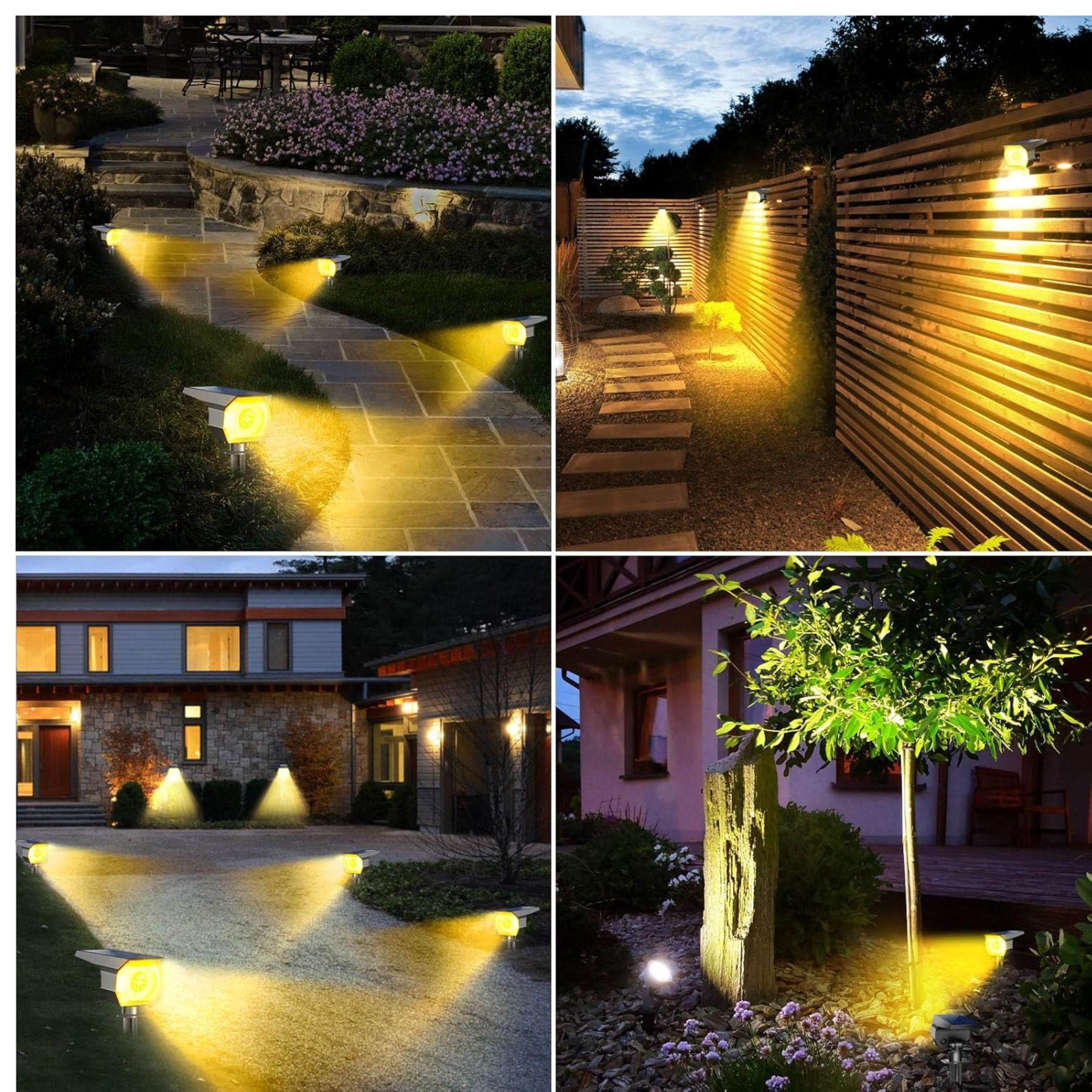 Solar landscape spotlights adjustable IP67 outdoor garden warm white RGB — 2-pack 4-pack 6-pack