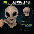 Hyper-realistic alien full head Halloween mask, full head and neck coverage