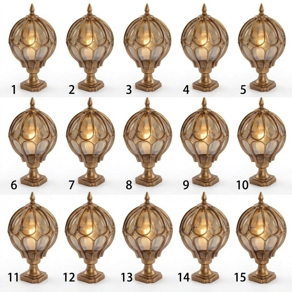 Outdoor Globe Pillar Light Retro Glass Copper Fence Post Hardwired — Black Bronze 7 to 15 Inch Sets