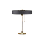 Mid-Century Round Table Lamp with Pull Chain Fabric Shade Warm LED Bedside Living Room — 3 Colors