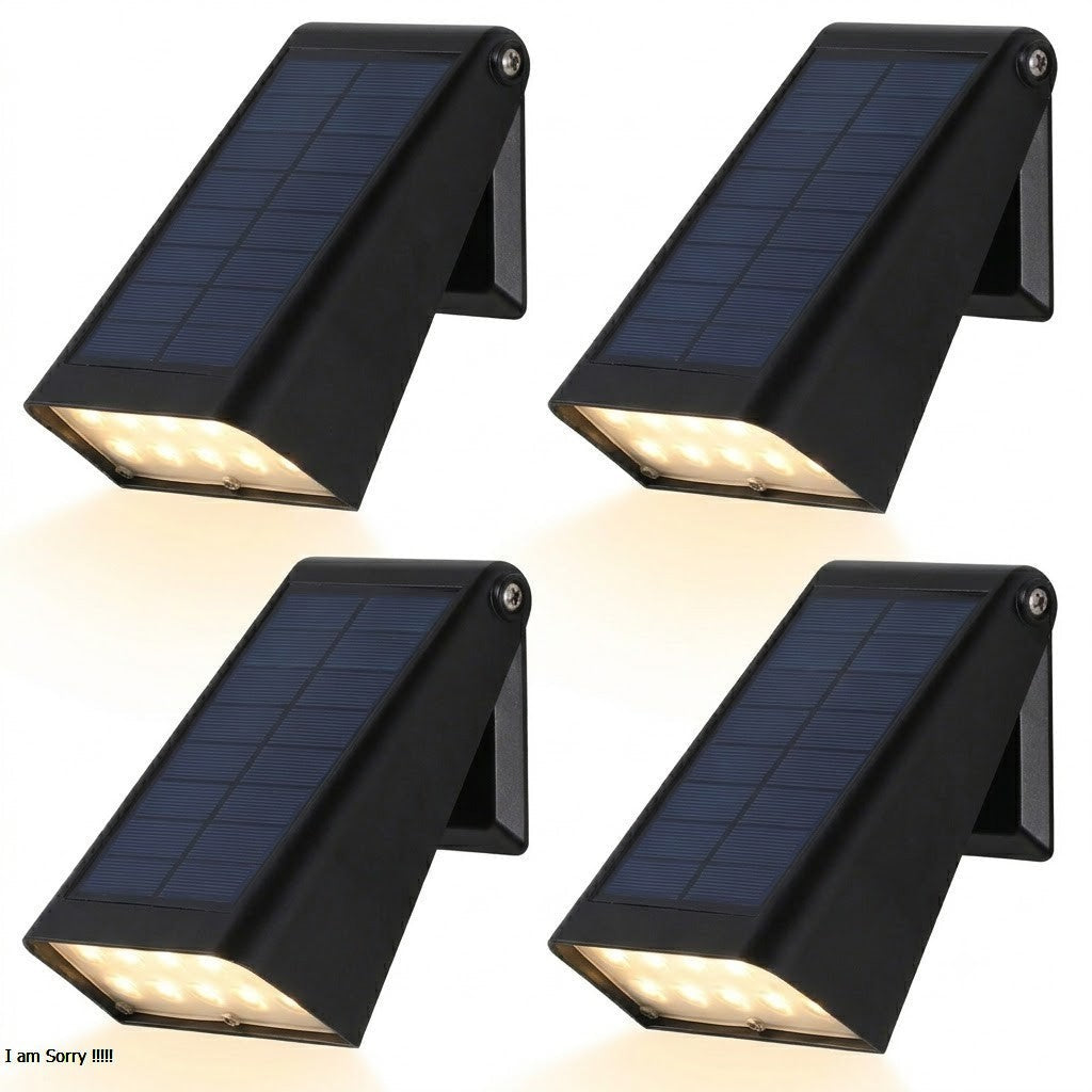 Solar Down Light Wall Sconce Waterproof Black Modern LED Outdoor — Sets of 2 to 10