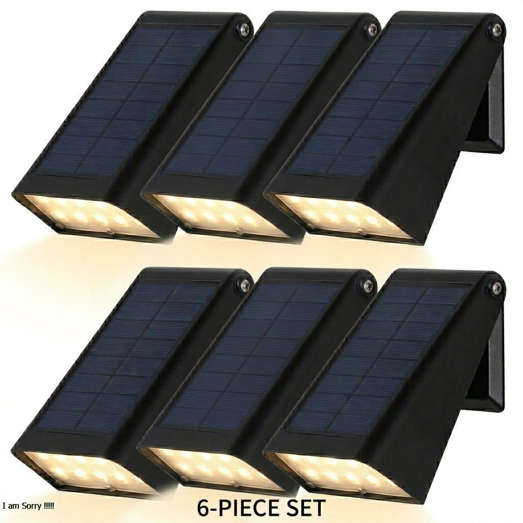 Solar Down Light Wall Sconce Waterproof Black Modern LED Outdoor — Sets of 2 to 10