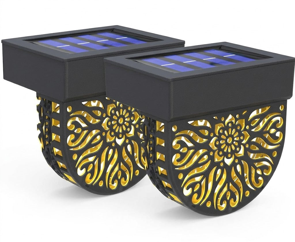 Solar Mandala Decorative Wall Light Metal Waterproof Outdoor Fence Garden — 1, 2 & 4-Pack
