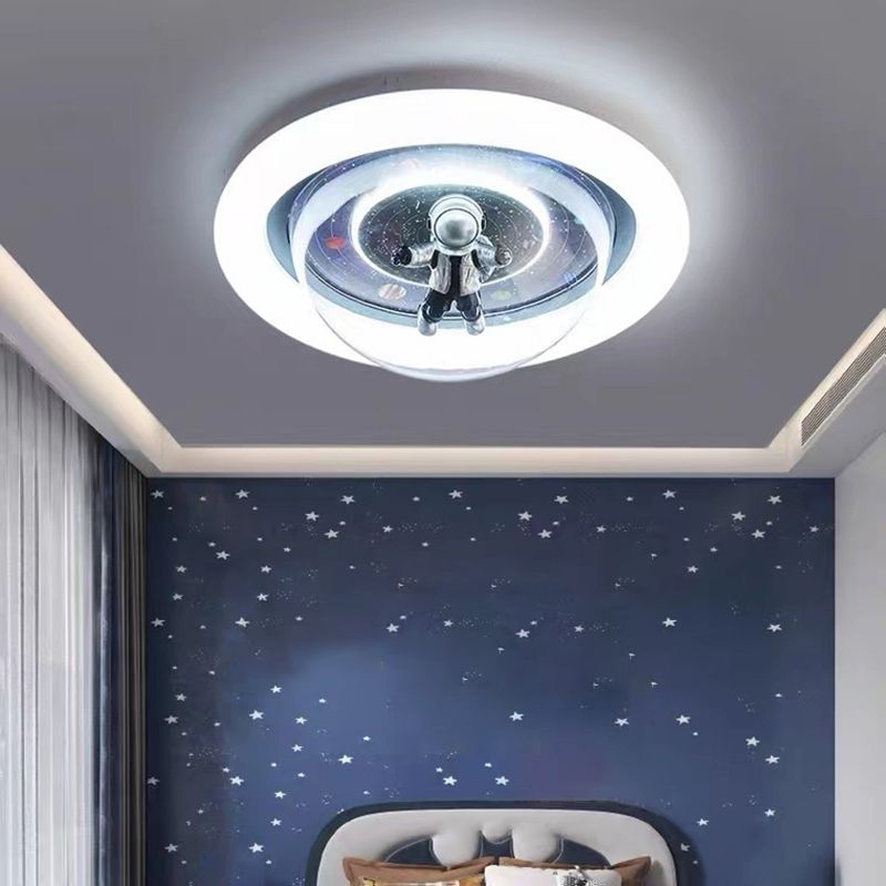 Aria Cosmic Astronaut & Galaxy Motif Flush Mount Ceiling Light
