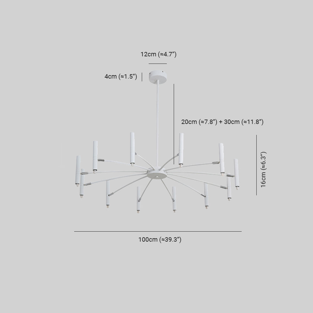 Arisha Modern Blown Linear Metal Multi-heads Chandelier