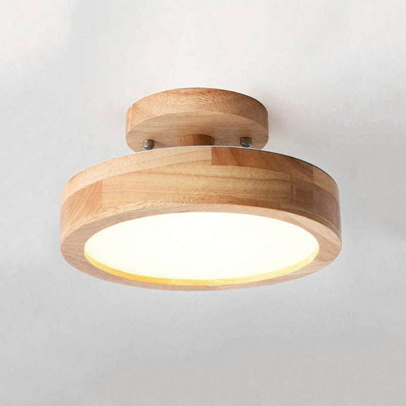Orya Round LED Flush Mount Ceiling Light Modern Wood Colorful