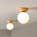 Valentina Nordic Japanese Glob LED Ceiling/Pendant Light Metal Glass Bedroom, Burlywood