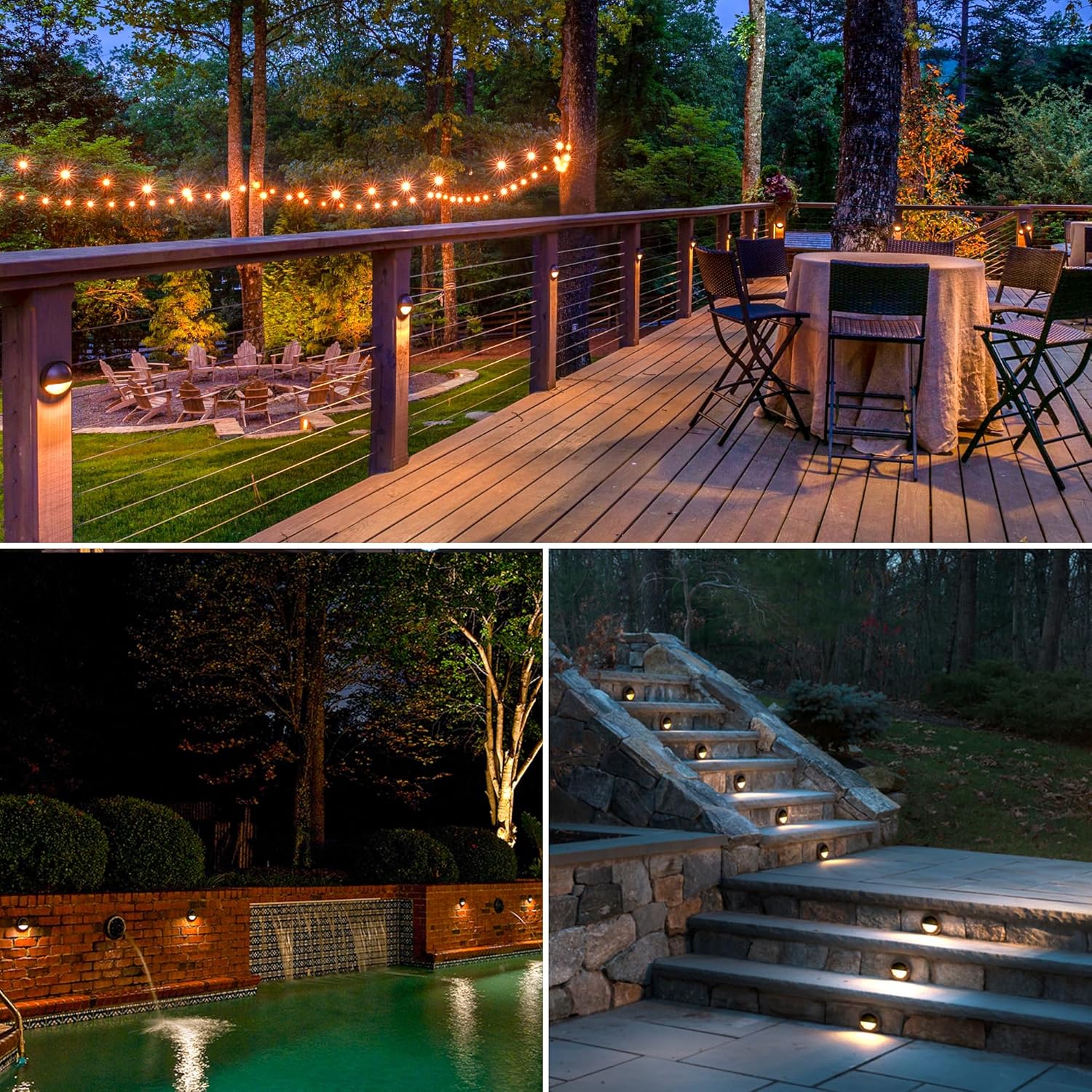 Low Voltage LED Deck Step Lights Warm White 2700K IP65 Outdoor Stair Lighting — 4, 6, 10 & 12-Pack
