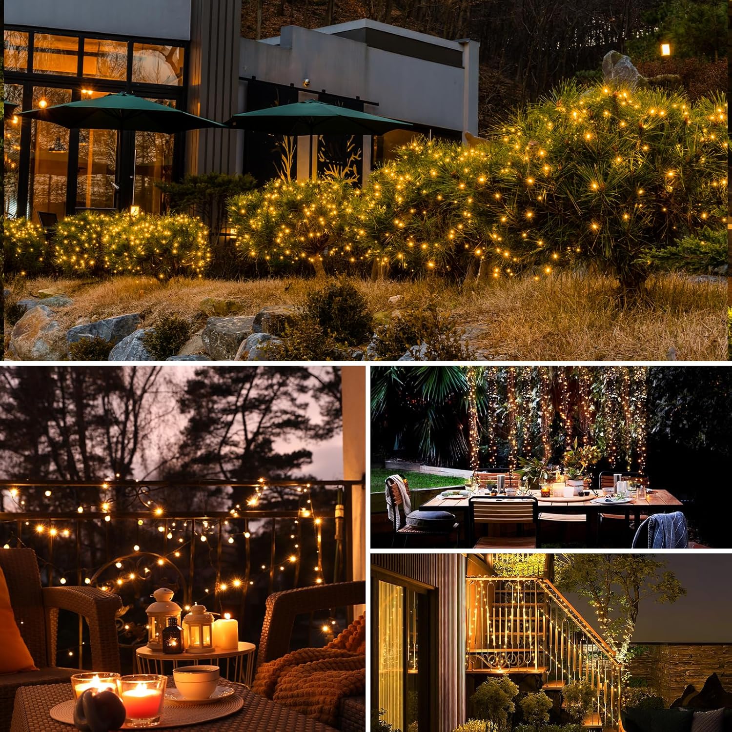 Solar fairy lights copper wire warm white outdoor waterproof tree — solar panel charging detail