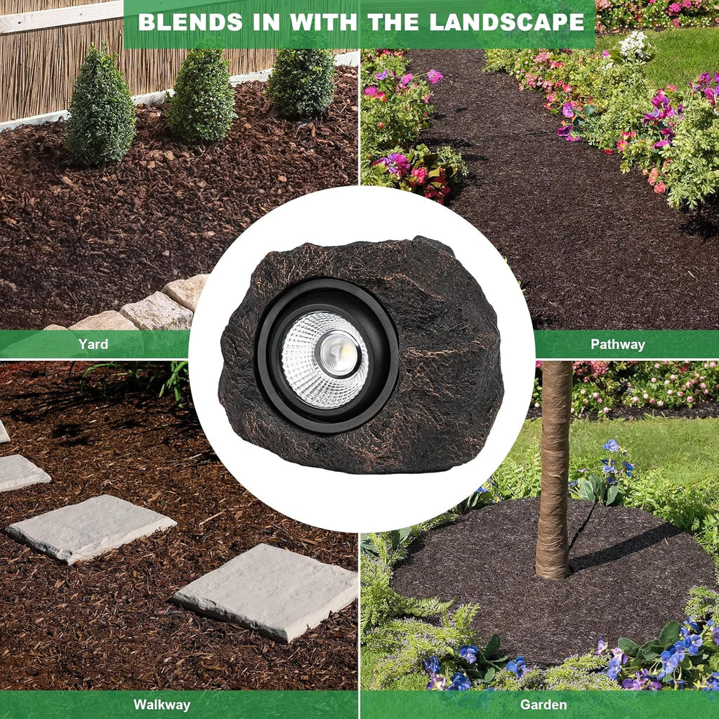 Solar Rock Garden Lights Decorative Fake Stone Warm White Outdoor — 2, 3 & 5-Pack