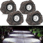 Solar rock garden lights decorative fake stone warm white outdoor — 2, 3 and 5-pack