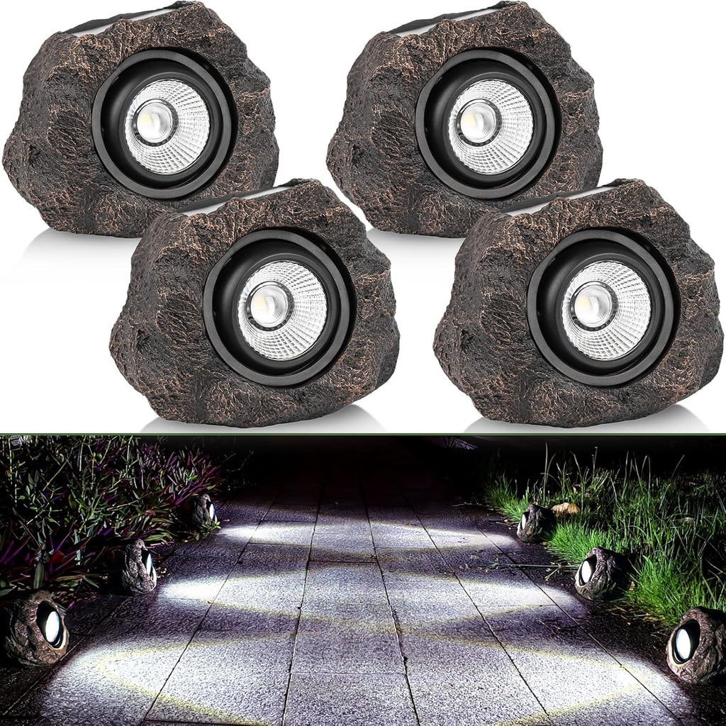 Solar Rock Garden Lights Decorative Fake Stone Warm White Outdoor — 2, 3 & 5-Pack