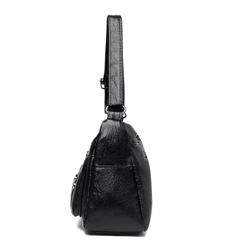 Leather Multi-Pockets Crossbody Bag