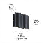 Water Wave Up-Down Outdoor Wall Light LED Die-Cast Aluminum IP65 Hardwired — Singles to 8-Pack