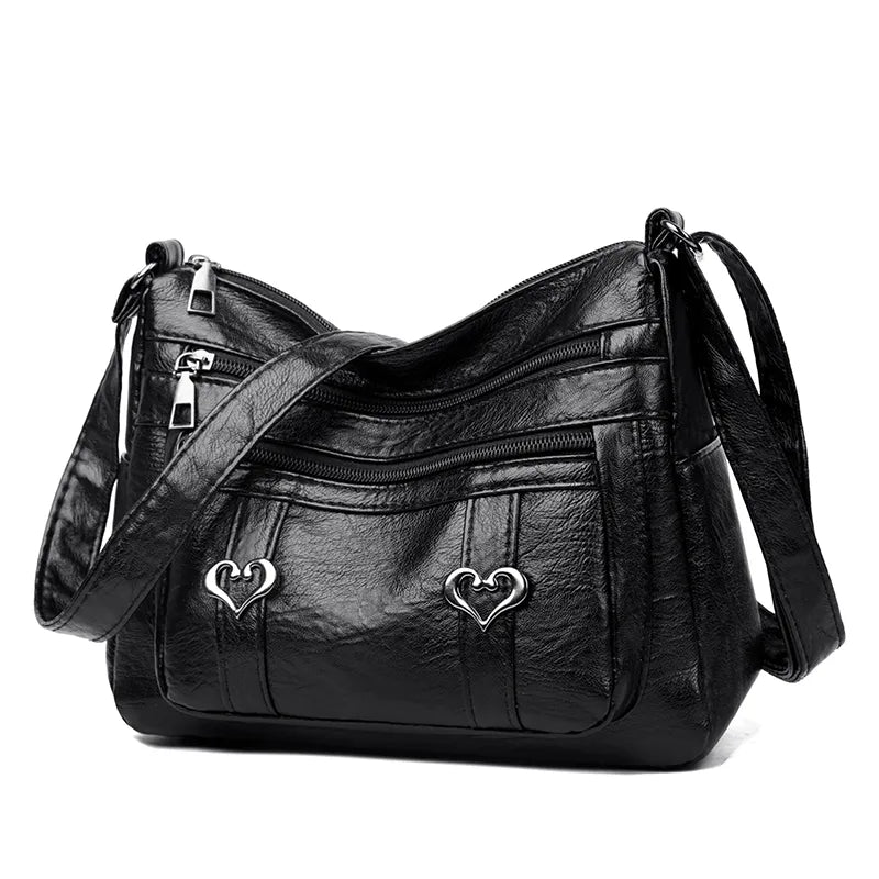 Leather Multi-Pockets Crossbody Bag