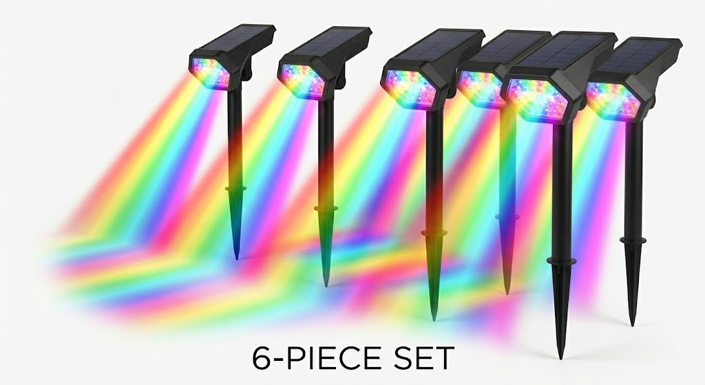 Solar Flood Spike Light Adjustable Angle Aluminum Glass Landscape Outdoor — Warm White Sets