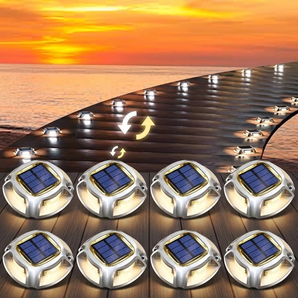 Solar Driveway Marker Lights IP68 Warm White LED Flush Mount Outdoor — 8, 12 & 20-Pack