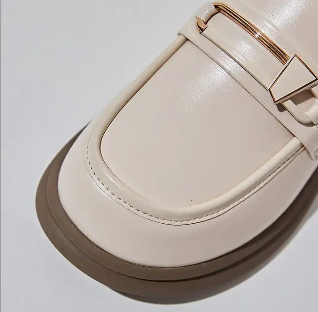 Women's Genuine Leather Loafers - British Style Slip-On Casual Shoes