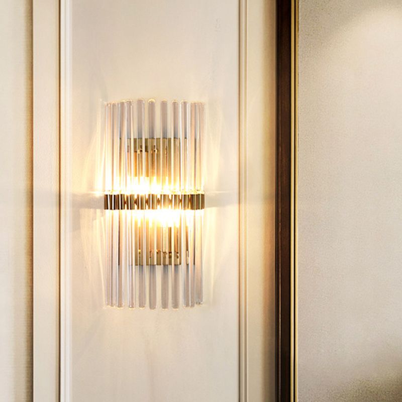 Ray Modern Gold Cylindrical Metal & Crystal Wall Lamp