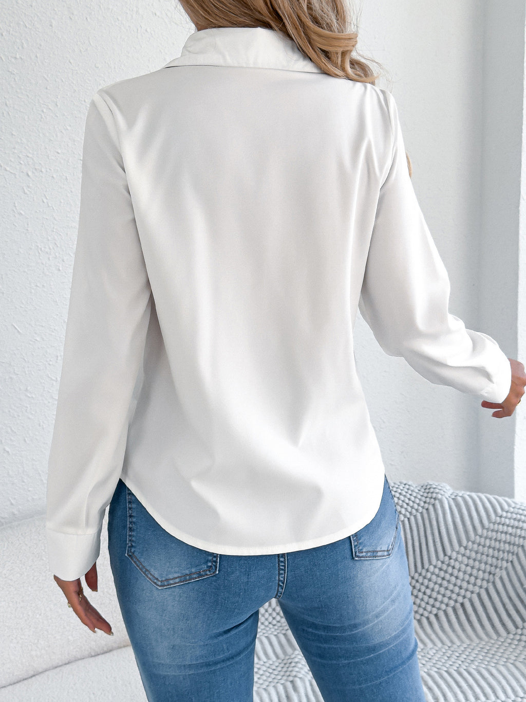 Elan | Tailored Pleated Blouse – Chic Button-Up Shirt for Women