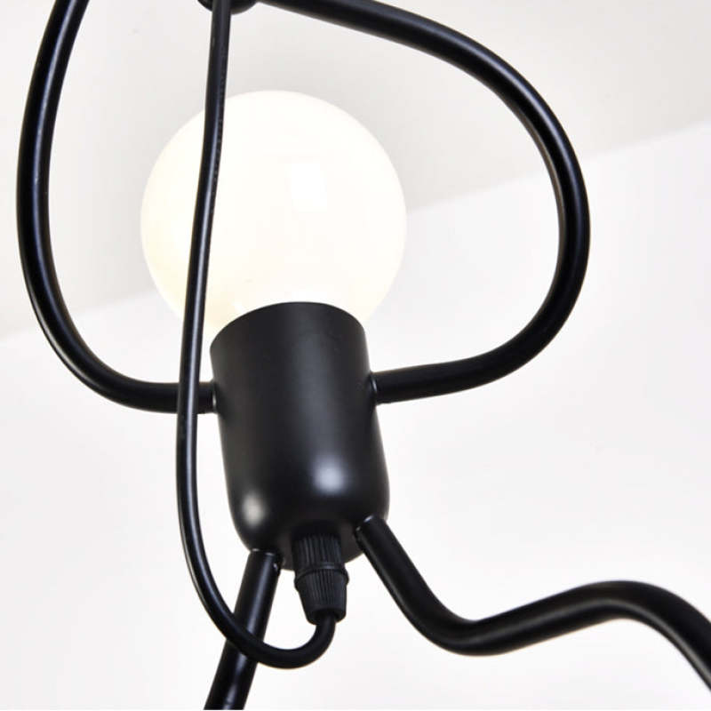 Miro Retro Modern Iron Man Pendant Light, Black